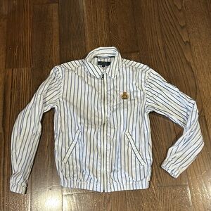 Polo by Ralph Lauren blue white pin stripe light weight logo crest jacket sz XS
